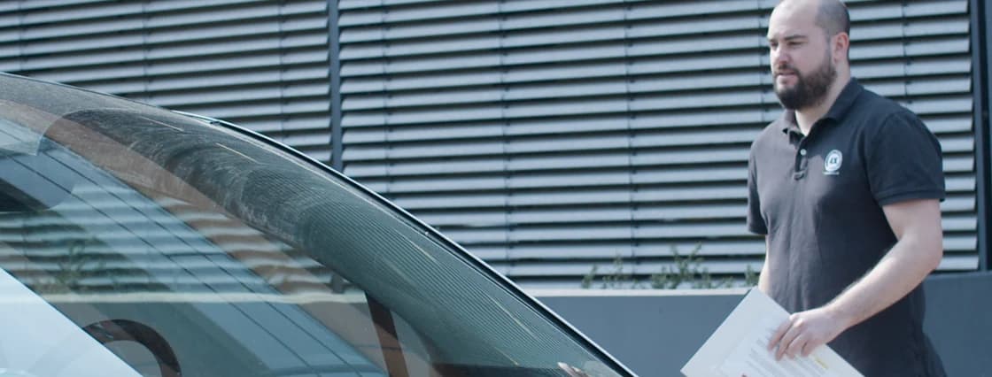 LEGAL EXIT Kurier unterwegs zur Zustellung